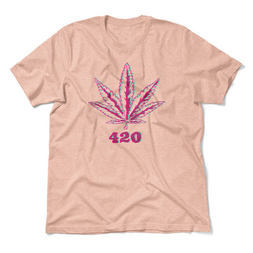 420 Hemp Leaf Men/Unisex T-Shirt in Heather Peach color